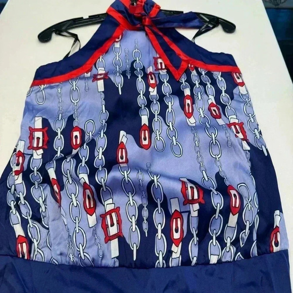 NWT Bebe silk sleeveless, openhigh neck blouse size small - Picture 9 of 11